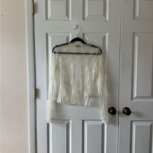 wild fable Sheer Long-Sleeve Lace Top in Ivory